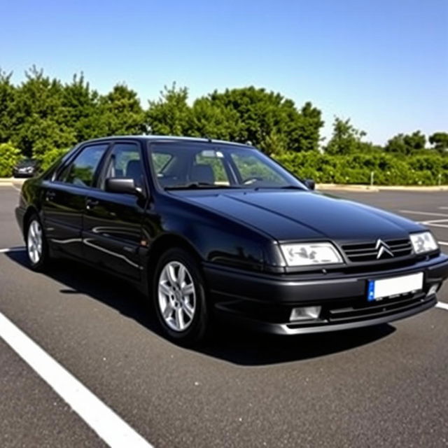 A black Citroën Xantia parked in a parking lot