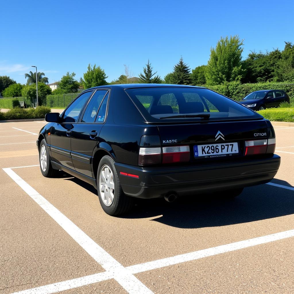 A black Citroën Xantia parked in a parking lot