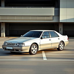 A meticulously detailed Citroën Xantia parked in a modern parking lot