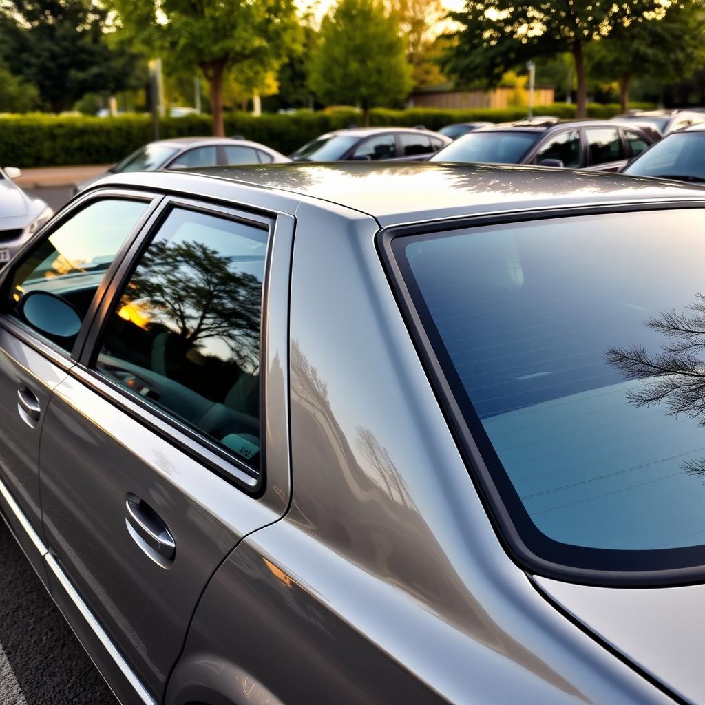 A detailed view of a Citroën Xantia parked in a well-maintained parking lot, showcasing its elegant lines and classic design