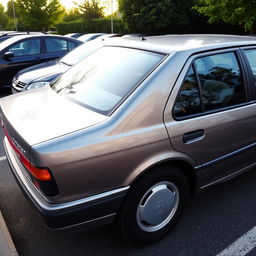 A detailed view of a Citroën Xantia parked in a well-maintained parking lot, showcasing its elegant lines and classic design