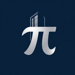 A sleek and modern logo design featuring the mathematical symbol for pi (π) integrated into a stylish building silhouette