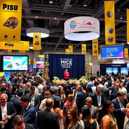 An elaborate and colorful convention scene showcasing the PSU MICE Convention 2024