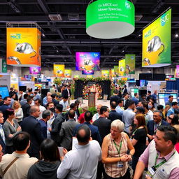 An elaborate and colorful convention scene showcasing the PSU MICE Convention 2024