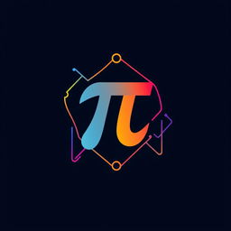 A modern and creative logo featuring the Pi (π) symbol, designed with a mix of geometric shapes and vibrant colors