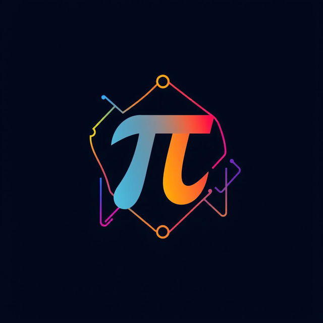 A modern and creative logo featuring the Pi (π) symbol, designed with a mix of geometric shapes and vibrant colors