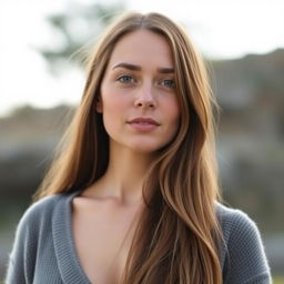 A 35-year-old woman with fair skin and minimal makeup