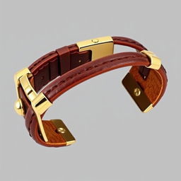 A stylish men's leather bracelet adorned with gold accents, designed specifically for large wrists