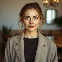 A 35-year-old woman with fair skin and minimal makeup, captured from the waist up