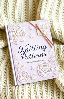 A beautifully designed B5 format book cover featuring the title 'Knitting Patterns: 10 Elegant Lace Designs' prominently displayed