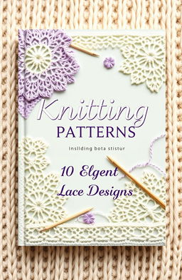 A beautifully designed B5 format book cover featuring the title 'Knitting Patterns: 10 Elegant Lace Designs' prominently displayed