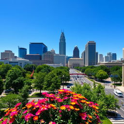 A vibrant cityscape of Atlanta, Georgia, showcasing the iconic skyline with the Bank of America Plaza and the Georgia Institute of Technology