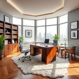 A beautifully designed office for a lawyer, featuring a modern and elegant aesthetic