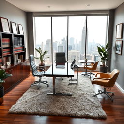 A beautifully designed office for a lawyer, featuring a modern and elegant aesthetic