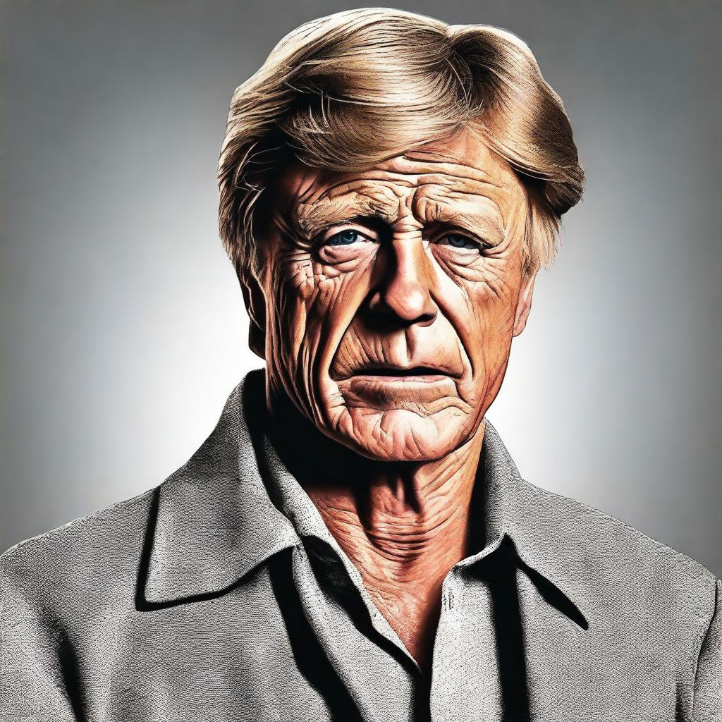 This is a high-quality digital art image that features a man bearing a strong resemblance to actor Robert Redford