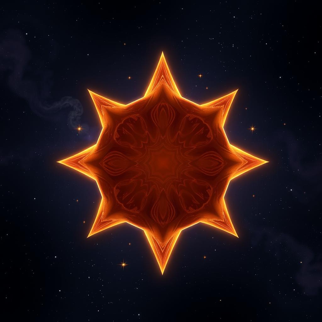 A stunning brown star, glowing brightly against a starry night sky