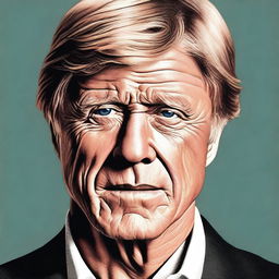 This is a high-quality digital art image that features a man bearing a strong resemblance to actor Robert Redford