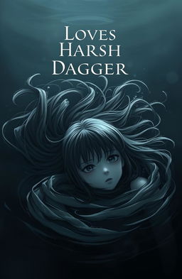 A hauntingly beautiful scene depicting a girl sinking into water, her expression a mixture of sorrow and betrayal