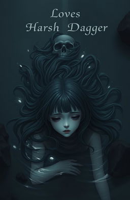 A hauntingly beautiful scene depicting a girl sinking into water, her expression a mixture of sorrow and betrayal
