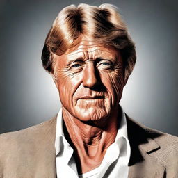 This is a high-quality digital art image that features a man bearing a strong resemblance to actor Robert Redford