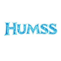 A logo for the word 'HUMSS B' inspired by the style of the FROZEN movie logo, featuring icy, sparkling letters with a whimsical, fantasy feel