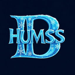 A logo for the word 'HUMSS B' inspired by the style of the FROZEN movie logo, featuring icy, sparkling letters with a whimsical, fantasy feel