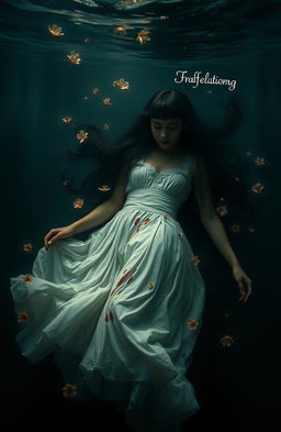 An ethereal scene inspired by classical old paintings, featuring a 25-year-old girl with long, flowing black hair that appears almost angelic