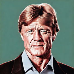 This is a high-quality digital art image that features a young man bearing a strong resemblance to a young Robert Redford