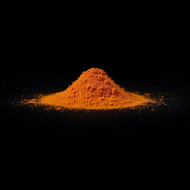 A mound of paprika powder spilled on a flat surface, with no other objects or distractions in the image