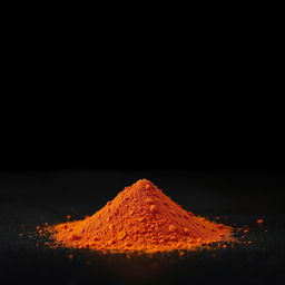 A mound of paprika powder spilled on a flat surface, with no other objects or distractions in the image