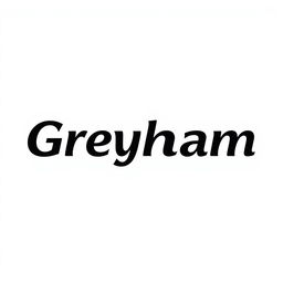 A stylized version of the word "Greyham" with bold, modern typography
