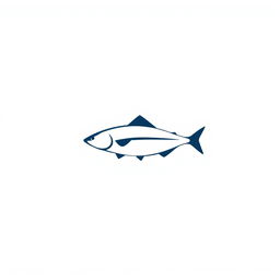 A minimalist logo design featuring a simple, stylized fish on a white background