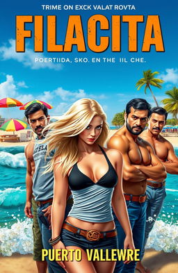 A captivating book cover design for the crime novel titled 'Flacita', set in the vibrant backdrop of Puerto Vallarta, Mexico