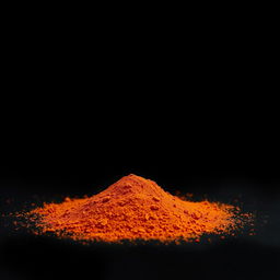 An image of a mound of paprika powder spilled on the ground, with no other objects present in the scene