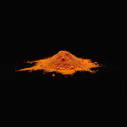 An image of a mound of paprika powder spilled on the ground, with no other objects present in the scene