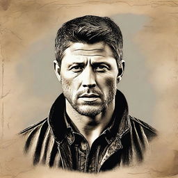 This high-quality digital art image portrays a man who closely resembles actor Jensen Ackles