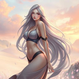 A stunning beautiful female figure, inspired by the style of msbreww, featuring elegant curves and graceful posture