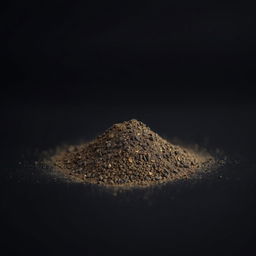 A mound of black pepper powder spilled on a flat surface, completely unobstructed and filling the frame
