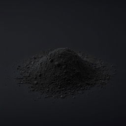 A mound of black gunpowder spilled on a flat surface, completely unobstructed and filling the frame