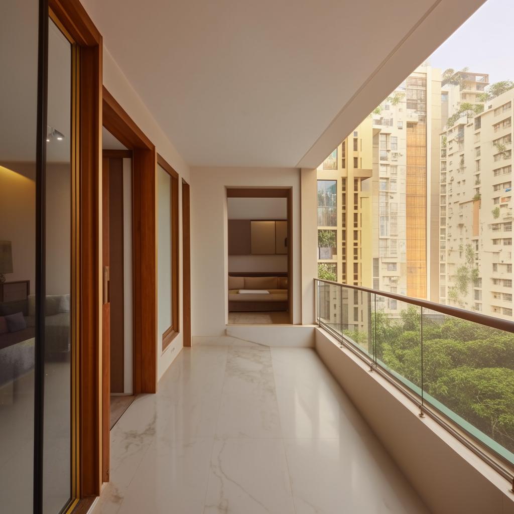 A 1 BHK apartment on the 18th floor in Mumbai with a hall measuring 9.5 feet by 16 feet, featuring a full-sized window sitting arrangement on the 9.5 feet side.
