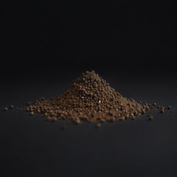 A mound of black pepper powder spilling on a flat surface, with no other objects present in the image