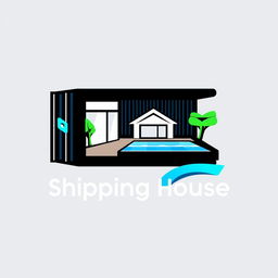 A modern and innovative logo design for a company specializing in housing and pools made from shipping containers