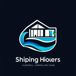 A modern and innovative logo design for a company specializing in housing and pools made from shipping containers