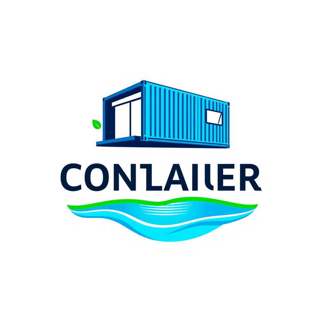 A modern and innovative logo design for a company specializing in housing and pools made from shipping containers