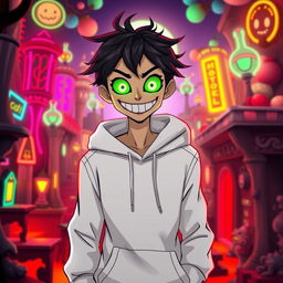 A new male character for Hazbin Hotel, wearing a white hoodie that has a slightly oversized fit