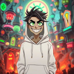 A new male character for Hazbin Hotel, wearing a white hoodie that has a slightly oversized fit