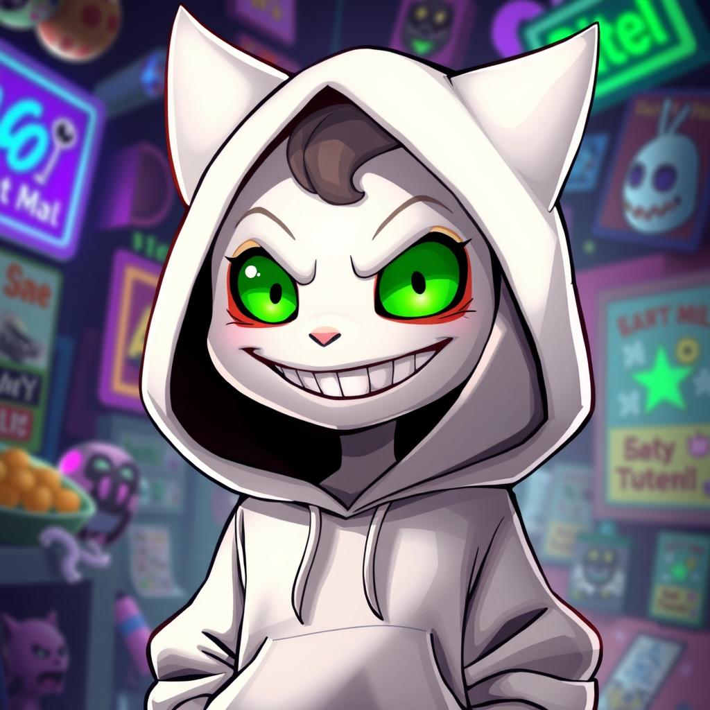 A new character for Hazbin Hotel, featuring a humanoid figure with a white hoodie that has an oversized, slouchy design