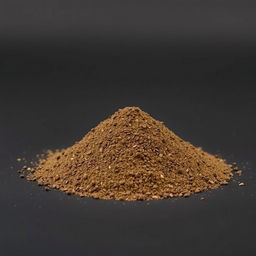 A mound of black pepper powder neatly piled on a flat surface, with no other objects in the image