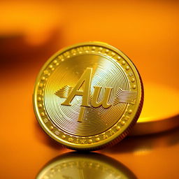 A beautifully crafted gold coin featuring the inscription "Au" prominently displayed in the center
