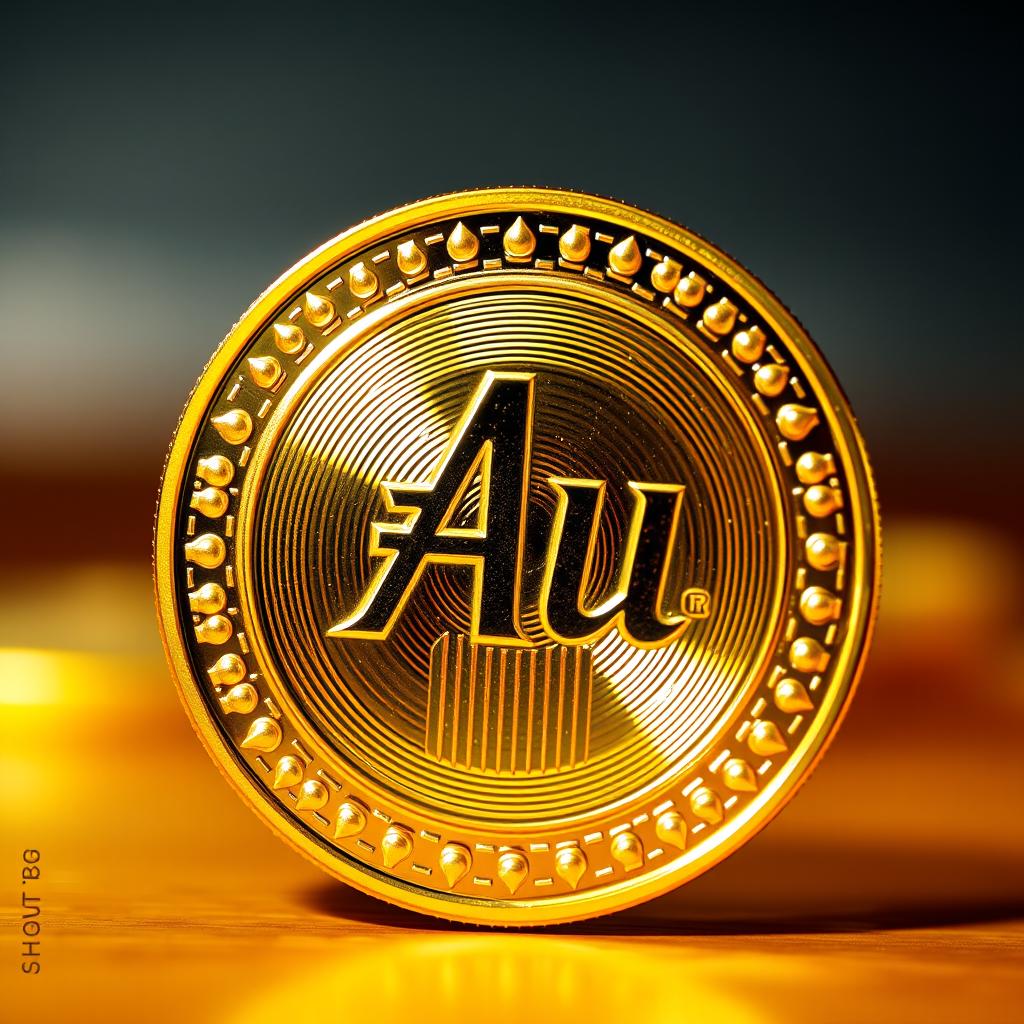 A beautifully crafted gold coin featuring the inscription "Au" prominently displayed in the center